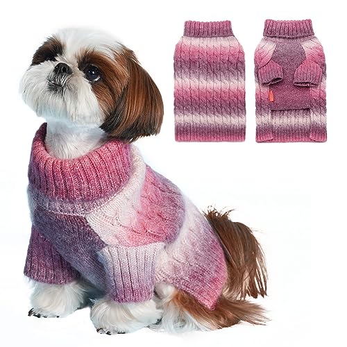 Color Block Dog Sweater for Small Medium Dog Turtleneck Thermal Knit (X-Large (30-42lbs) / 05# Purple)