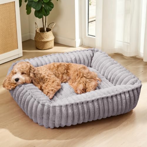 Orthopedic Large Dog Bed Calming Pet Sofa Bed 32''x24'' Grey (Grey / 32"L x 24"W x 7"Th)