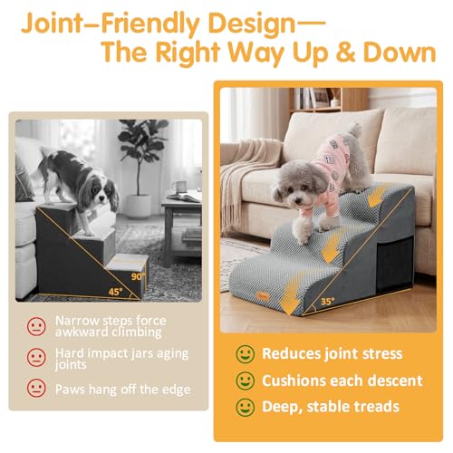 3 Tiers Foam Dog Ramps (Grey / 23.6*15.7*15.7)
