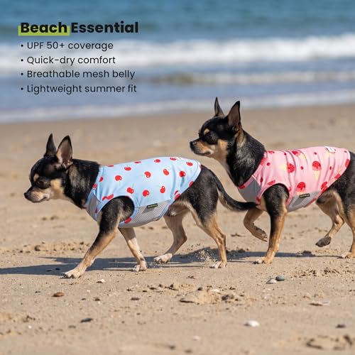 2 Pack Ice Cream & Cherry UPF 50+ UV Sun Protection Dog Shirt (Small / Ice Cream & Cherry)