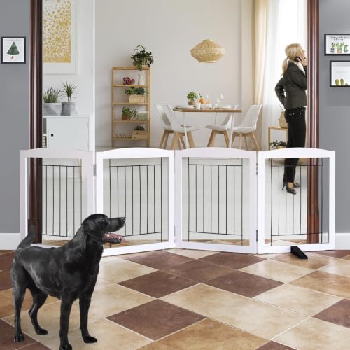 Freestanding Dog Fence Indoor (White / 【4 Panels】80''w x 24''h)