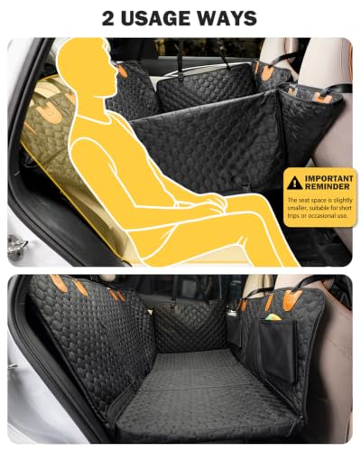 Back Seat Extender for Dogs (Black & Orange / L - For Cars/ Mid-Size SUV/ Small Truck)