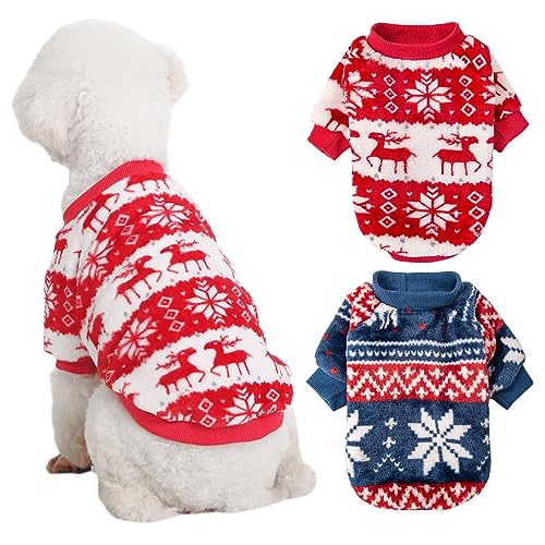 2 Pack Dog Sweaters (X-Large / Xmas Red+Xmas Blue)