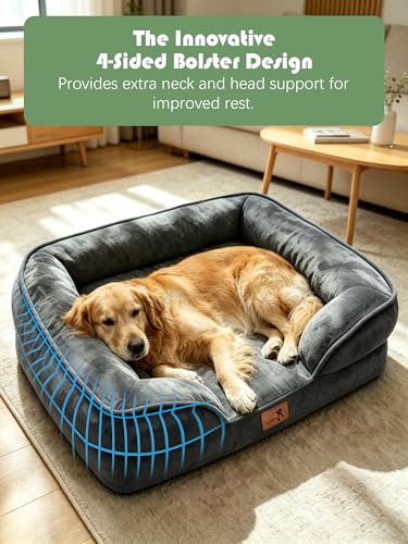 Orthopedic Dog Bed with Sides (42.0"L x 32.0"W x 6.5"Th / Dark Grey)