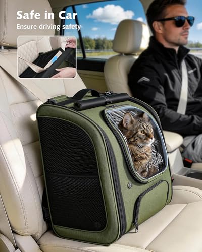 Cat Backpack Carrier (Green / 14.9"L x 11.0"W x 19.6"H)