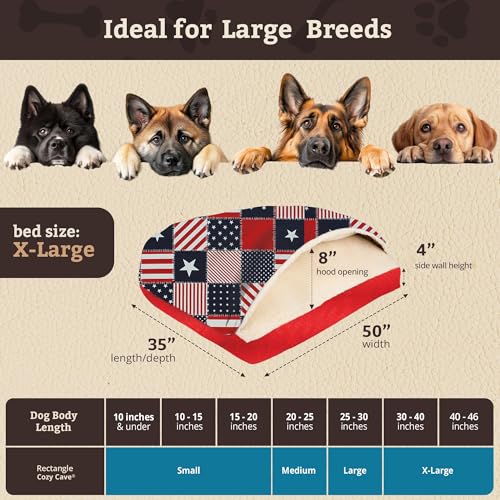 Rectangle Cozy Cave Dog Bed (Starpatch Red Diamond / Extra Large)
