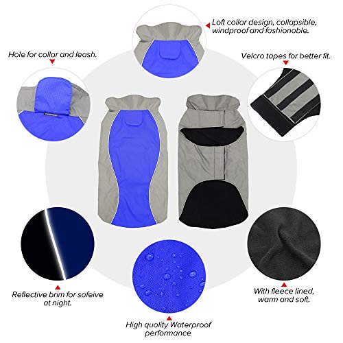 Dog Raincoat Waterproof Coats (Blue-XL)