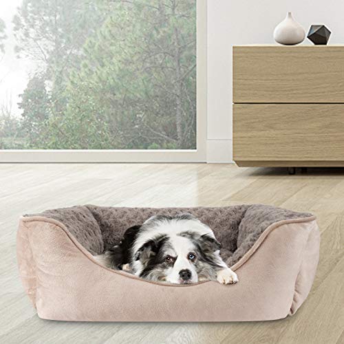 Rectangle Dog Bed for Large Medium Small Dogs (Beige / XXL(42"x 30"x 10"))