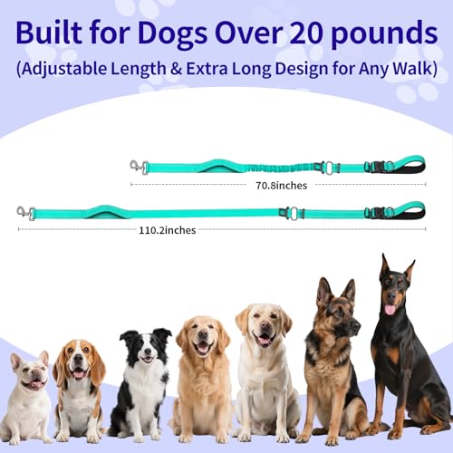 Hands Free Dog Leash by Kazazoo (GREEN / L)