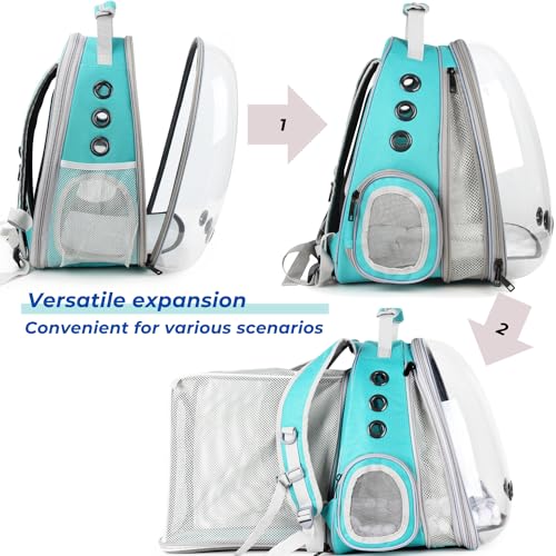 Expandable Cat Backpack Carrier for Large Cats & Small Dogs (Dual Expandable-Green)