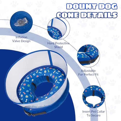 2-in-1 Inflatable Dog Cone Collar, Transparent Anti-Licking Shield with Detachable Soft Padding, Adjustable Elizabethan Collar for Small, Medium, Large Dogs and Cats (L) (（L))