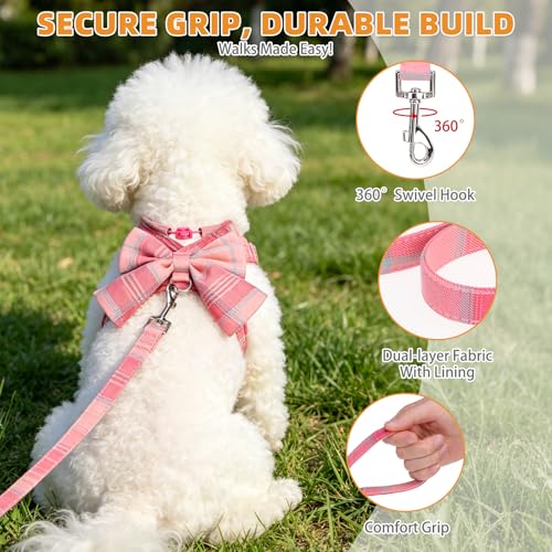 Small Dog Harness and Leash Set (PINK / S (Chest Girth: 13.8"-15.7"))