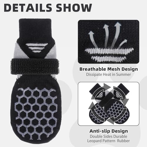 Dog Socks Shoes for Hot Pavement (Black / Large(4 Pack))