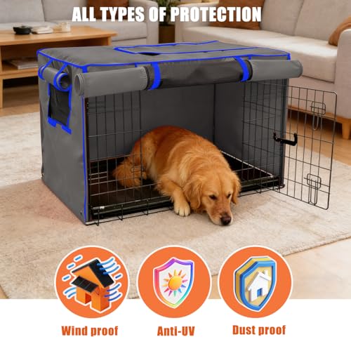 42 Inch Grey Dog Crate Cover (42.0"L x 28.0"W x 30.0"H / Grey)