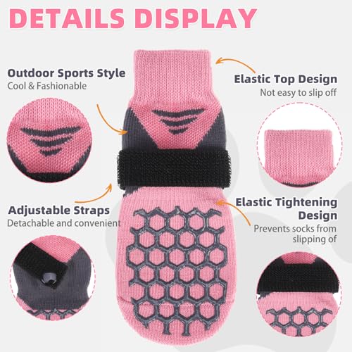 Dog Socks Shoes for Hot Pavement (Pink / Small(4 Pack))