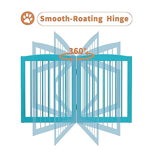 Freestanding Pet Gate with Door (6 Panel 32" / Blue)