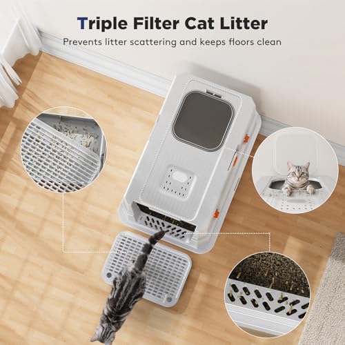 Stainless Steel Litter Box with Lid (X-large / Silver)
