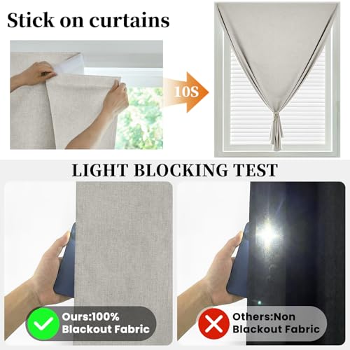 100% Blackout French Door Curtain (25"W x 72"L (Pack of 1) / Light Beige)