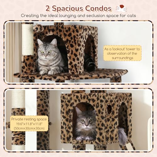 F70 Pro Leopard Heavy Duty Cat Tree Tower for Indoor Large Cats (70inch / Leopard Print)