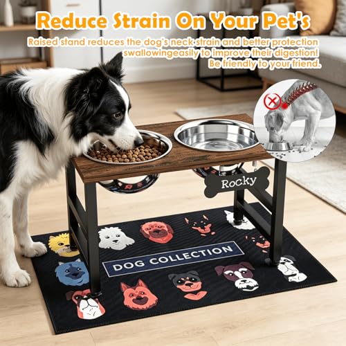10" Tall Elevated Dog Bowls (Brown-L / Height:10inch)