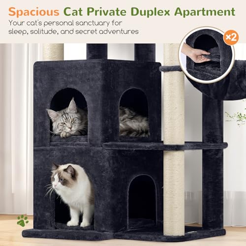 Cat Tree Tower for Indoor Cats Large Adult (Dark Grey / XXL)