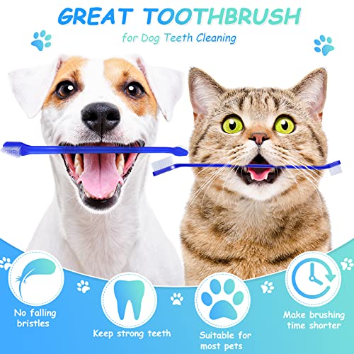 80 Pcs Dog Tooth Brush Dual Headed Pet Toothbrush (Dark Blue)