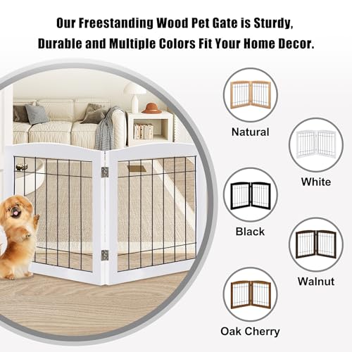 2 Panel Freestanding Foldable Wood Dog Gate (24"Height-2 Panel / White)