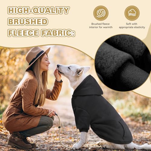 Dog Sweaters for Large Dogs Dog Hoodie Fleece Sweater Soft Clothes Sweatshirt with Pocket Hoodie for Large Dogs (X-Large / Black)