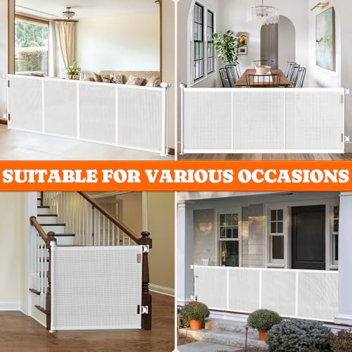 Retractable Baby Gates (White / 41" Tall x 71" Wide)