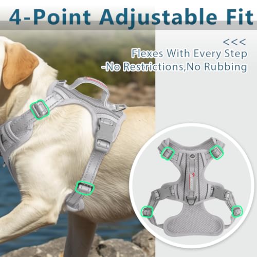 No Pull Dog Harness for Large Dogs (Large(Chest:24.5-32.5") / Grey)