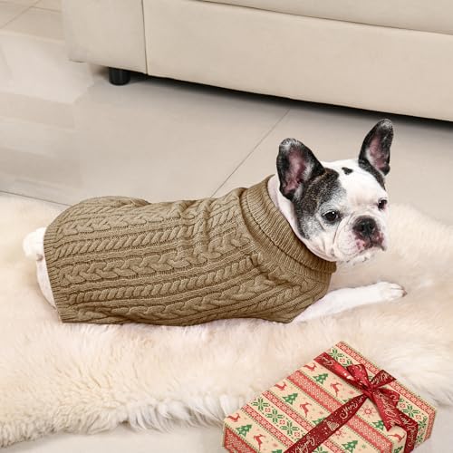 Dog Sweater 2 Pack for Medium Dogs (Red & Brown / Large)