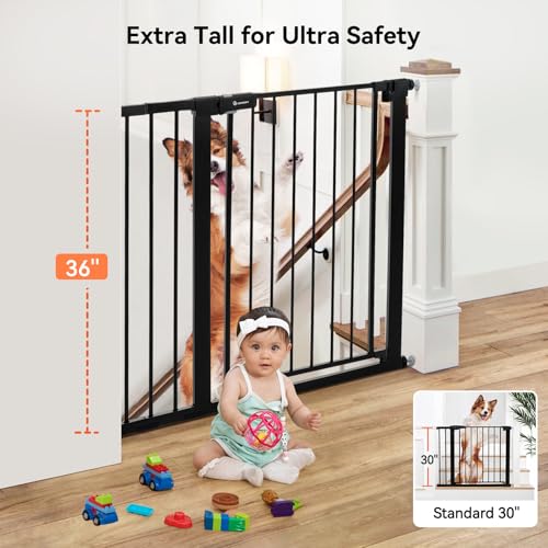 36" Extra Tall Baby Gate for Stairs (36"Tall 48.8"Wide / Black)