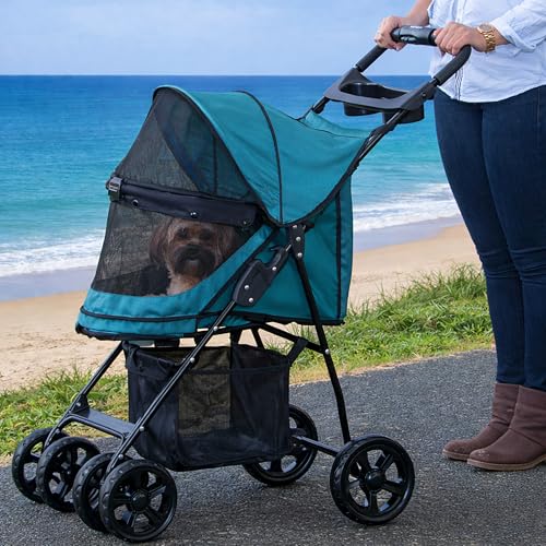 No Zip Happy Trails Lite Pet Stroller (Green Clover)