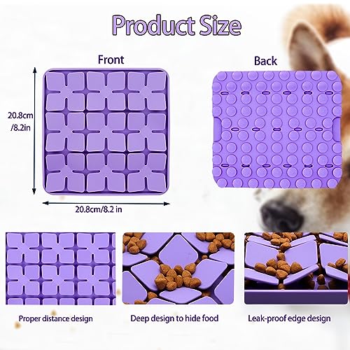 Silicone Snuffle Mat for Small Dogs Puppy Cat Slow Down Eating (Purple-S(8.2x8.2in))