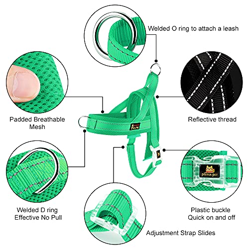 No Pull Dog Harness for Small Dogs (S: chest 17"-19.7" / Green)