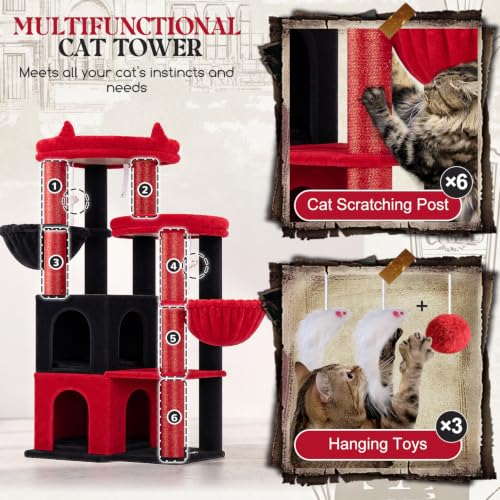 Gothic Cat Tree Tower for Indoor Cats Large Adult (Gothic / XXL)