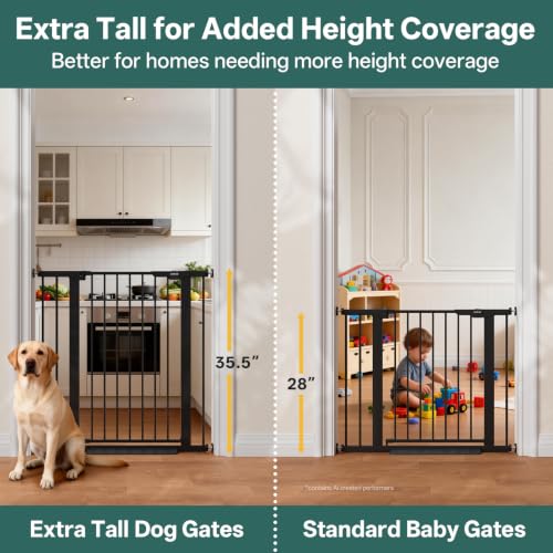 27 36.6 in Wide x 35.5 in High Extra Tall Baby Gate (Black / 27-36.6"W x 35.5"H)