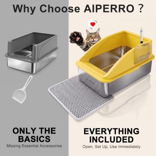Stainless Steel Litter Box (Mustard Yellow / X-Large)