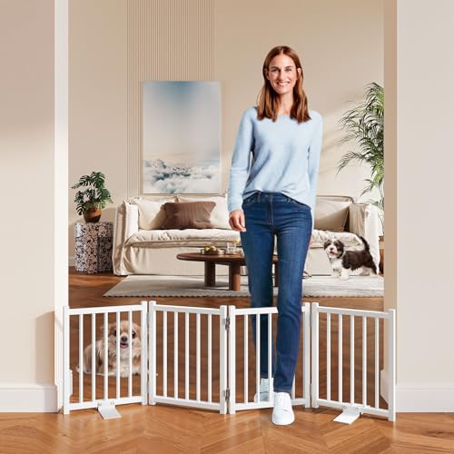 Short Dog Gate Indoor (White / 4 Panel-16''H, Up to 48’’ W)