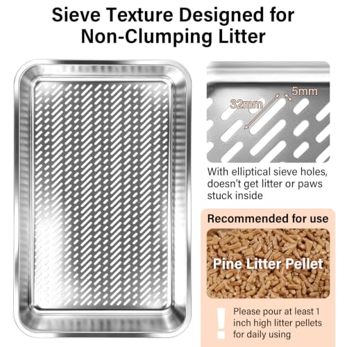 XL Stainless Steel Sifting Litter Box for Pine Pellets (Sifting)