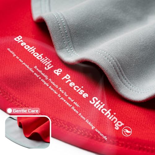 Dog Shirts Breathable Cotton Stretchy (Sunny Red & Smoky Blue / XL-(15~24lb) | Chest(~20.8"))