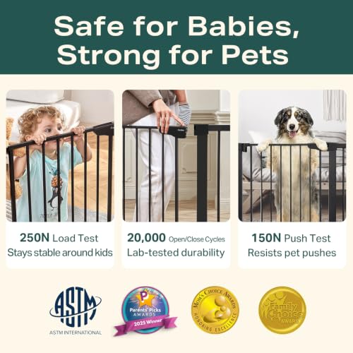 2 Pack 30 46" Baby Gate for Stairs (Black / 30"-46"W x 30.5"H | 2 Pack)