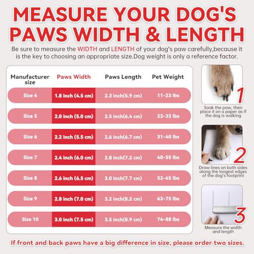 Dog Boots Rugged Anti (RED / #10 (Width 3.0 inch) for 74-88 lbs)