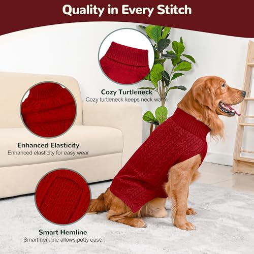 Dog Sweater 2 Pack for Large Dogs (Red & Green / XX-Large)