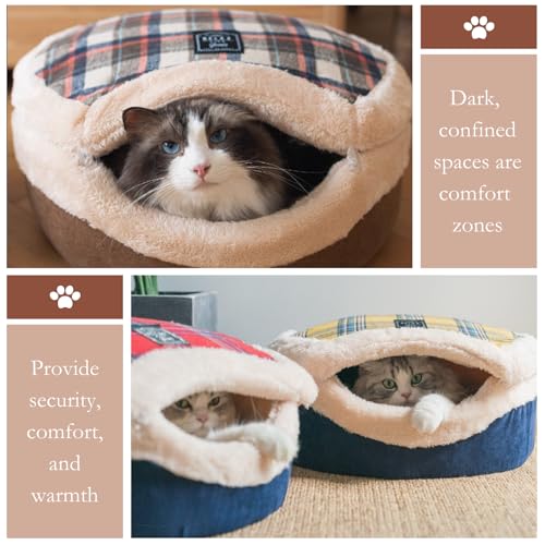 Cat Bed Cave Enclosed Hideaway with Detachable Lid for Kitten (Snow)