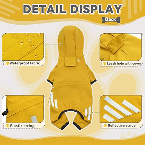 Dog Raincoat Waterproof Dog Rain Jacket with Hood (XS(Back Length10'') / Yellow)
