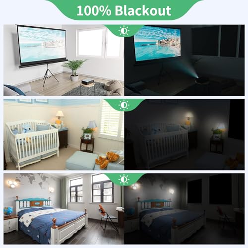 100% Blackout Blind Curtains Window Cove[ 79"x 59"] [DIY Cut to Any Size or Shape] [Hook & Loop Tabs][ Portable Bags for Travel ] [Light & UV Blocking ] for House (Black and Silver-grey / 59"W x 79"H)