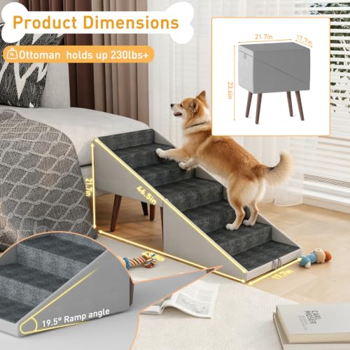 Dog Stairs for High Bed & Couch (Gray)