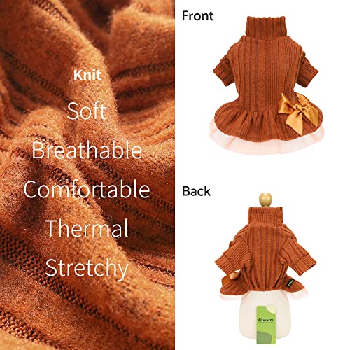 Knitted Dog Tulle Sweater Dress (X-Small / Orange)