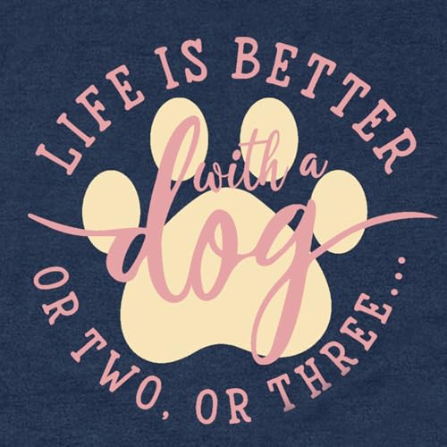 Dog Shirts for Women Dogs Mom Shirt Pet Paw Lover Tees Life is Better with a Dog Short Sleeves Blue (Blue / Small)